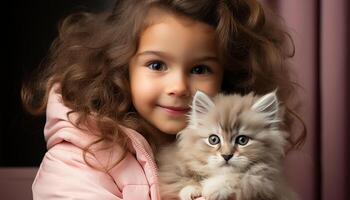 AI generated Cute small pets bring happiness and love to children generated by AI photo