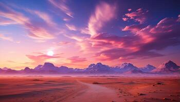 AI generated Majestic sunset over African mountains, a tranquil and beautiful landscape generated by AI photo
