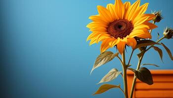 AI generated Bright yellow sunflower in a meadow, a symbol of summer generated by AI photo