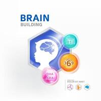 omega 3 vitaminas para cerebro edificio producto para niños vector