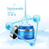niacinamida, niacina, nicotínico ácido suero piel cuidado cosmético, vector