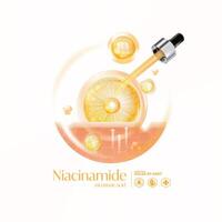 niacinamida, niacina, nicotínico ácido suero piel cuidado cosmético, vector