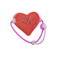 3D Heart With a Sthetoscope png