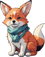 AI generated Cute Fox wear Scarf Character png