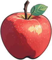 ai generado rojo manzana con hoja clipart png