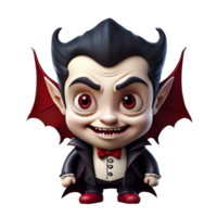 ai generiert Dracula Karikatur Charakter mit rot Augen und schwarz Haar png