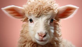 AI generated Cute farm animals, innocent and fluffy, looking at camera generated by AI photo