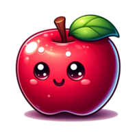 AI generated adorable red apple with leaf png