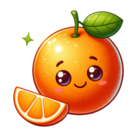 AI generated orange fruit with leaves png