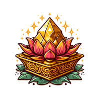 AI generated illustration of gold lotus flower png