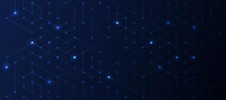 Abstract geometric dots connection on dark blue background. vector