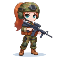 AI generated woman soldier with a gun png
