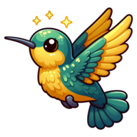 AI generated cartoon illustration of hummingbirds PNG transparent background