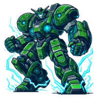 ai generato cartone animato grande verde robot png