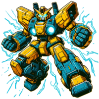 ai généré dessin animé gros Jaune robot png