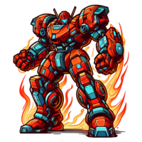 AI generated big red robot fighter cartoon PNG transparent backgroundrent background