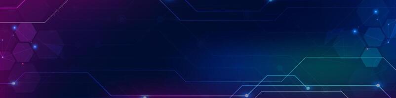 Gradient Digital technology banner. Futuristic banner for various design projects such as websites, presentations, print materials, social media posts vector