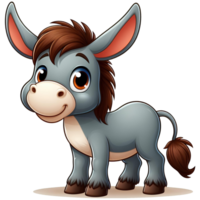 AI generated cartoon donkey PNG transparent background