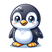 AI generated baby penguin cartoon PNG transparent background