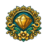 ai gerado dourado escudo com diamante png