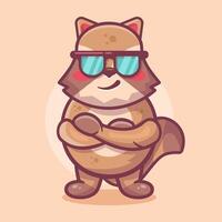 cool raccoon animal character mascot with crossed arms isolated cartoon in flat style design vector