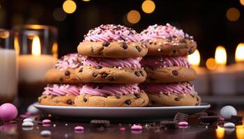 AI generated Homemade chocolate cookies, a sweet indulgence for festive celebrations generated by AI photo