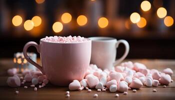 AI generated Hot chocolate warms the table, a cozy winter celebration generated by AI photo