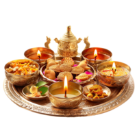 AI generated Puja Thali for Diwali prayers and rituals png