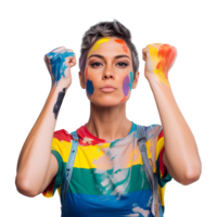 AI generated Woman in colors of LGBT symbol png