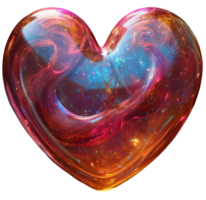 Opal Iridescent 3D Heart Icon. Glossy Neon Raindow Heart Shape. Ai Generated png