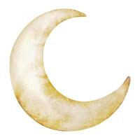 Moon. Beige crescent moon. Cute baby Watercolor illustration. Isolated. Design for logo, kid's goods, clothes, textiles, postcards, baby shower and children's room vector