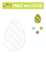 Trace and color . entertainment for children. training sheet. worksheet. Easter egg vector