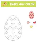 Trace and color . entertainment for children. training sheet. worksheet. Easter egg vector