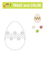 Trace and color . entertainment for children. training sheet. worksheet. Easter egg vector