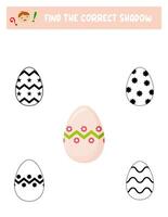 Find the correct shadow. Easter eggs. Teaching children. vector