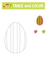 Trace and color . entertainment for children. training sheet. worksheet. Easter egg vector