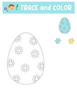 Trace and color . entertainment for children. training sheet. worksheet. Easter egg vector