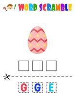 Word scramble. Easter egg. educational sheet for children vector