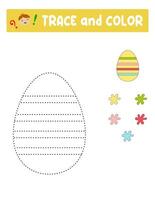 Trace and color . entertainment for children. training sheet. worksheet. Easter egg vector