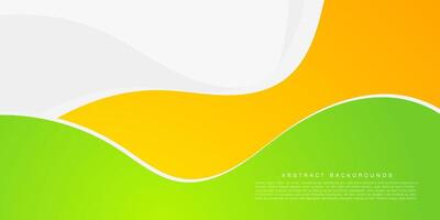 Green and orange colorful geometric business banner design. Creative banner design with wave shapes and lines on bright background. Simple horizontal banner. Eps10 vector