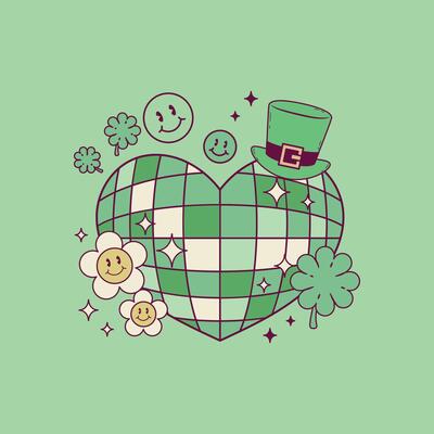 retro disco heart illustration for the holidays patrick day