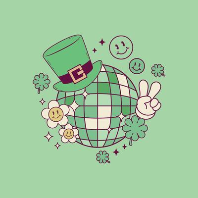 retro disco standby and mirror illustration for patrick day parties