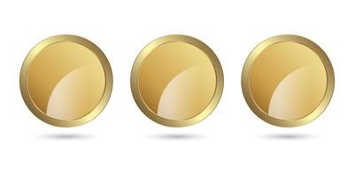 Three Golden Circle shape buttons design in vector, 3 circles premium vector circle button, luxury button, elegant style icons