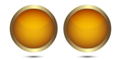 Two golden Circle buttons vector for UI buttons, Luxury button design, gold circle dark button, premium button on white background, vector illustration