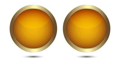 Two golden Circle buttons vector for UI buttons, Luxury button design, gold circle dark button, premium button on white background, vector illustration