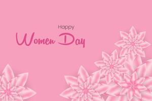 contento mujer día bandera, web, fondo. un rosado color internacional mujer día concepto, letras, tarjeta postal vector, ilustración vector