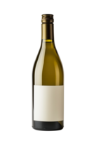 AI generated Green wine bottle with white label mockup png