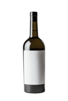 ai generiert Farbton Glas Wein Flasche mit Weiß Etikette png