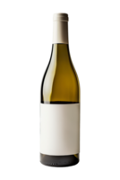 AI generated Green glass wine bottle with blank white label png