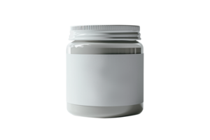 AI generated White glass cosmetic jar mockup png
